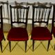 4 CHAIRS Napoleon III, black lacquered, seats Red Velvet