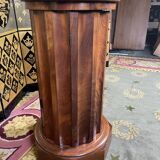 Bedside table in flamed mahogany and white marble