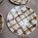 Set of 6 vintage deep plates Moulin des Loups – Checkered pattern