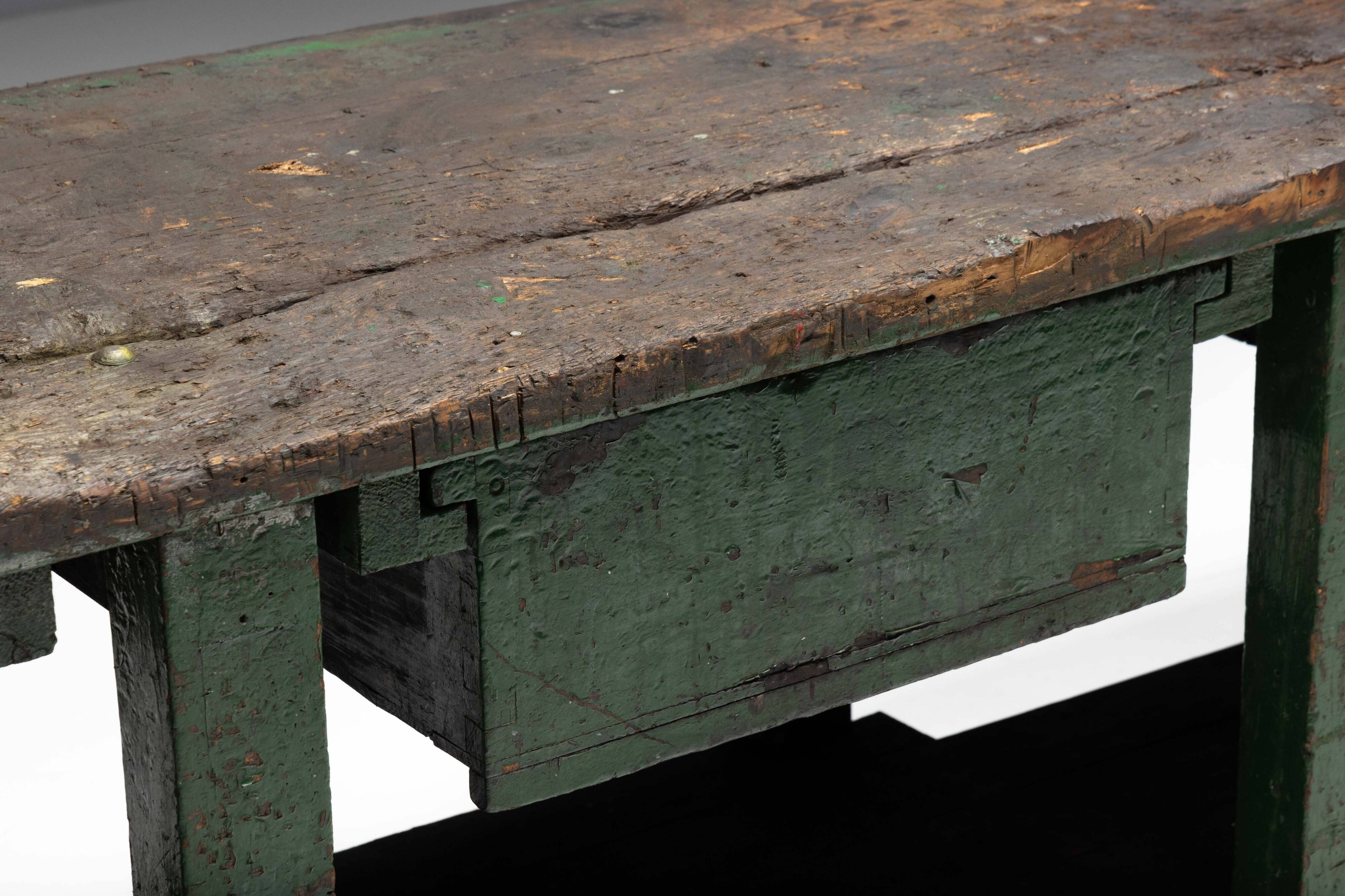 Rustic Industrial Workbench, France, Early 20th Century
