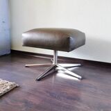 Metal footrest with 70cm leather coating