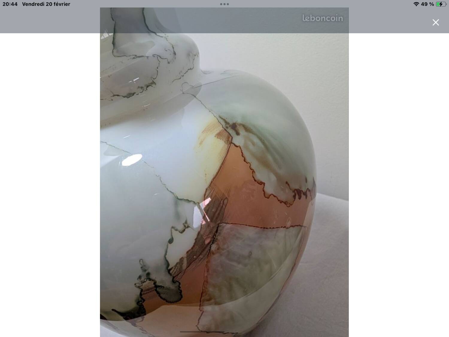 Italian vase Stelvia Empoli in amber marbled glass, 1960s.