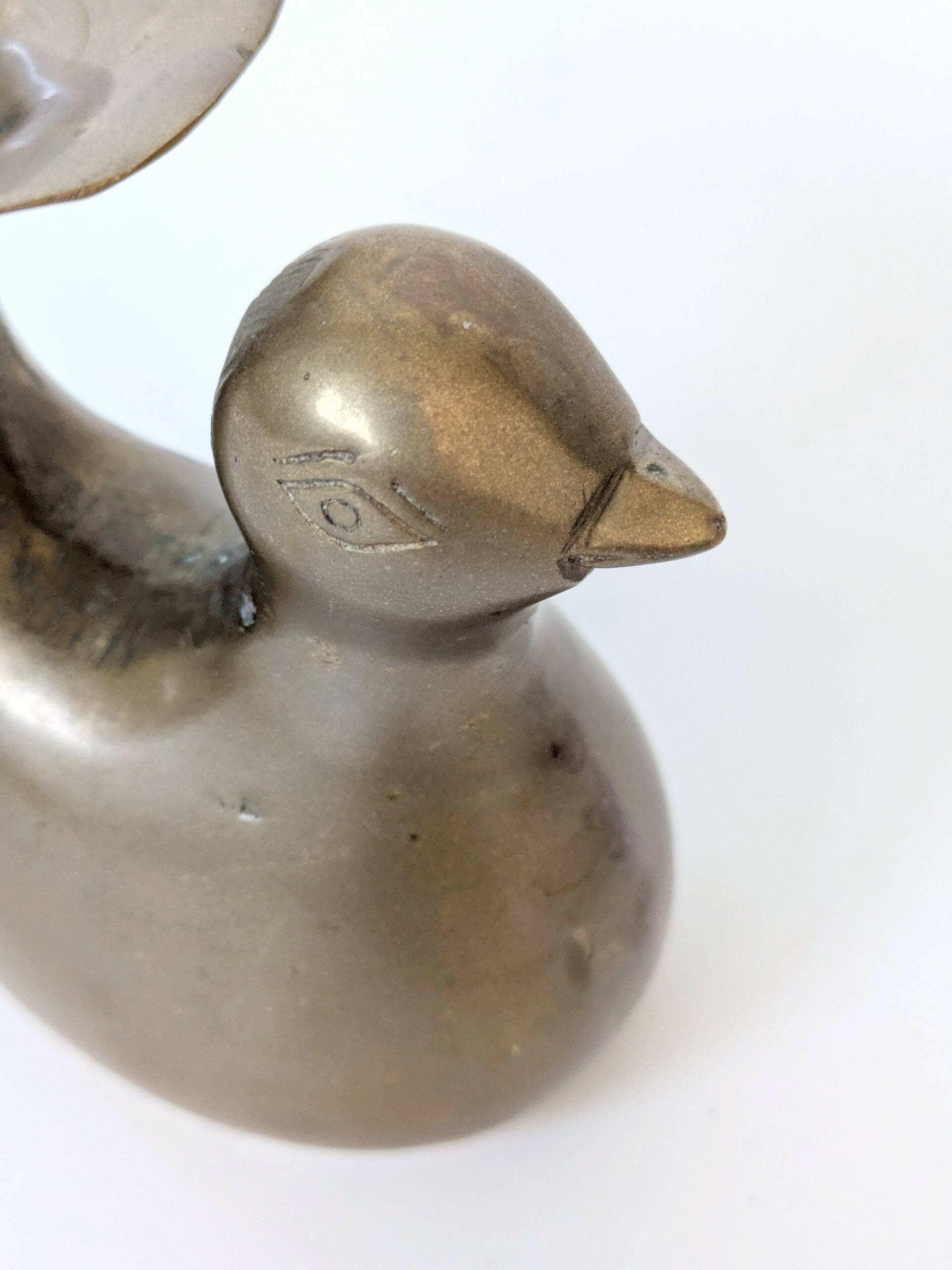 Candle holder or bird soliflore in brass, mid-century design from the 1960s.