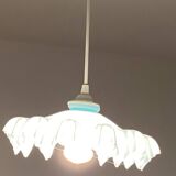 Pendant light with vintage blue opaline lampshade