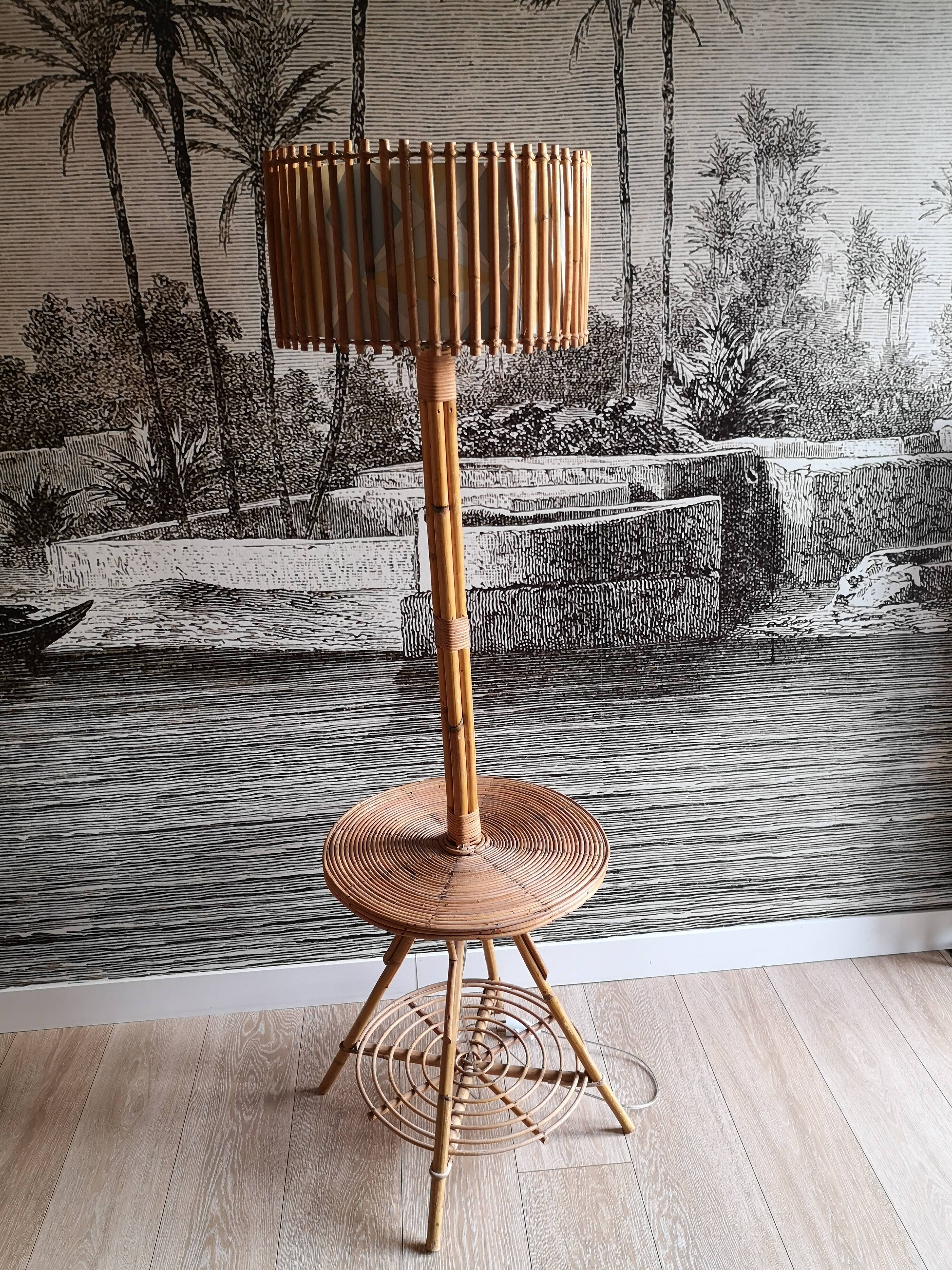 Vintage rattan lamp lamp in 60s