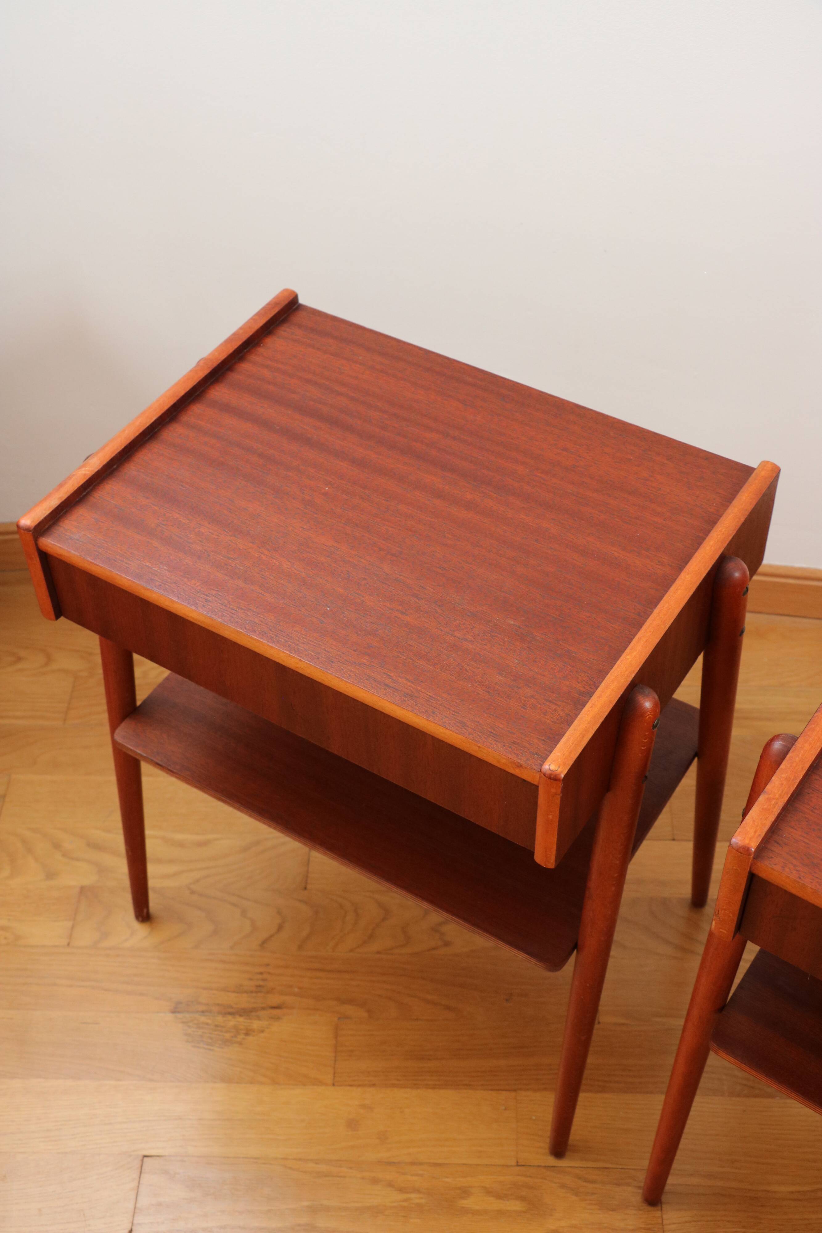 Pair of Scandinavian teak bedside tables, Carlström