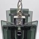 Green-grey glass and chrome metal suspension, in the style of Fontana Arte.