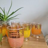 Set of 9 gilded granite glasses