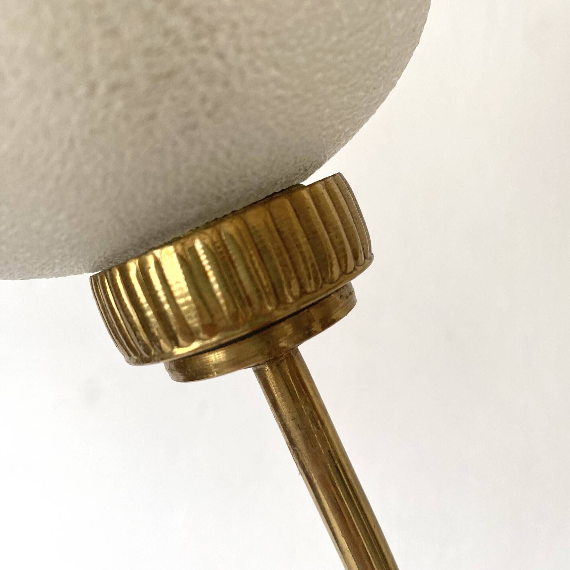 Set of 4 double wall lights in brass and frosted glass
