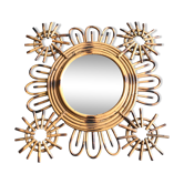 Miroir soleil fleur en rotin