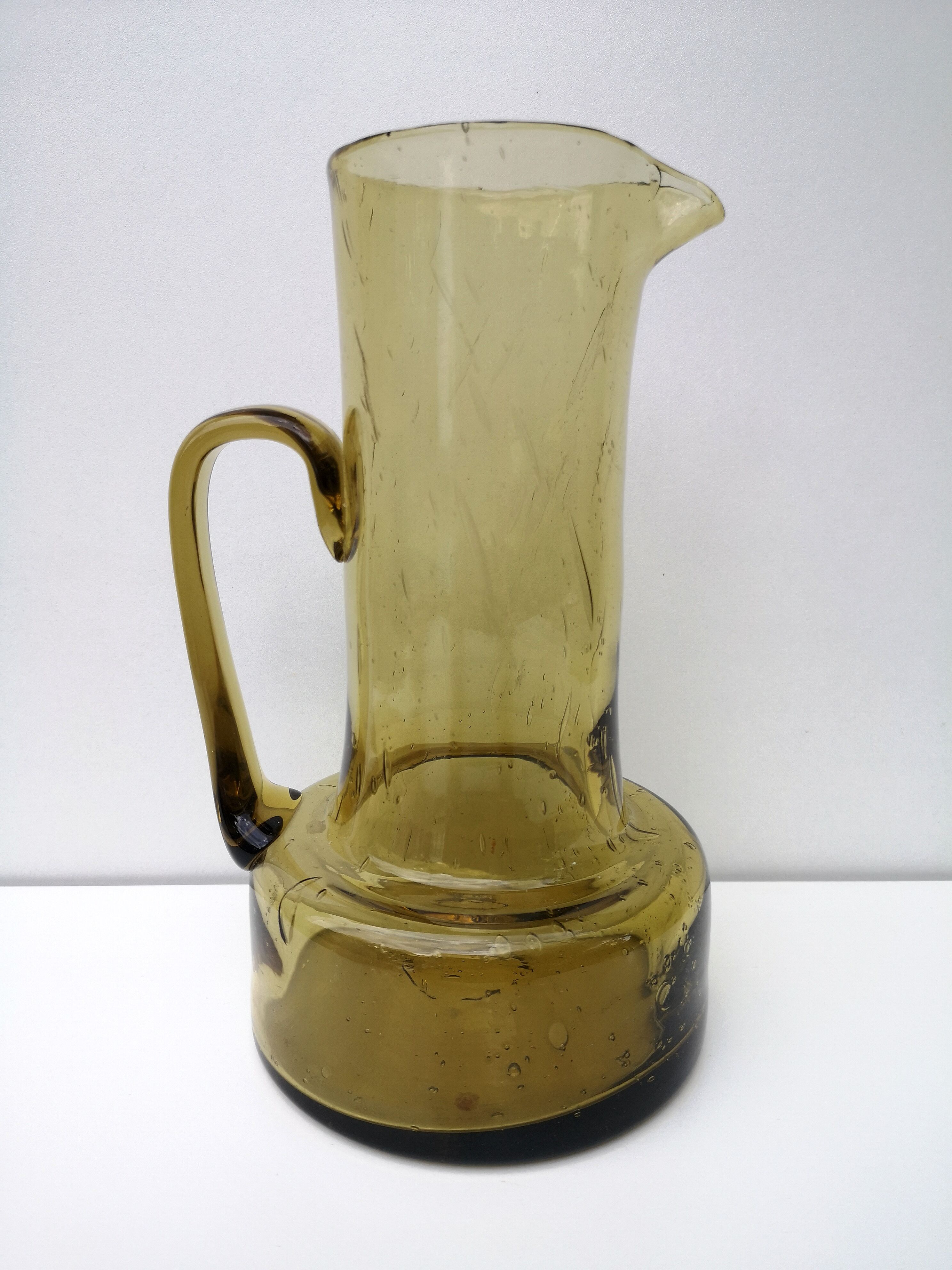 Carafe vintage en verre bullé, soufflé