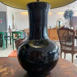 Pair of Vintage Black Ceramic Lamps from the 70s