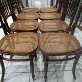 Rare suite of 8 chairs bistrot salon Fischel 1890