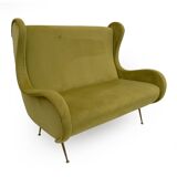 Marco Zanuso Attributed Mid-Century Modern Velvet Sofa Senior, Italy, 1950s