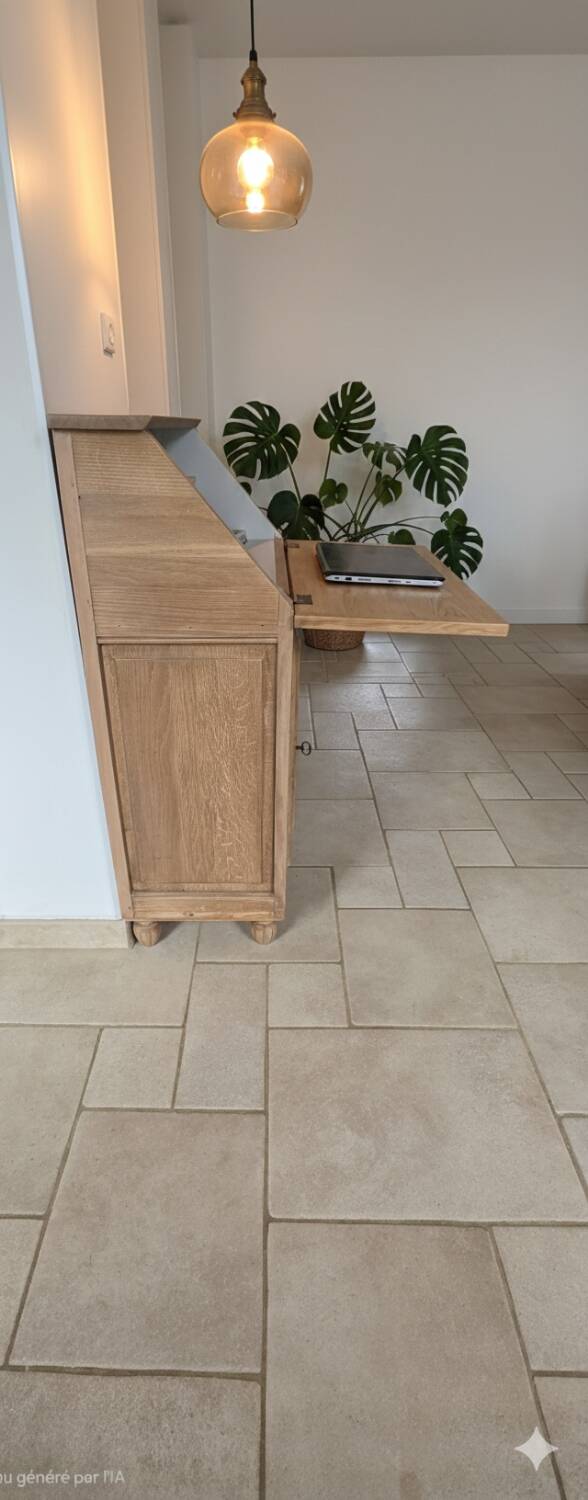 Vintage raw oak secretary