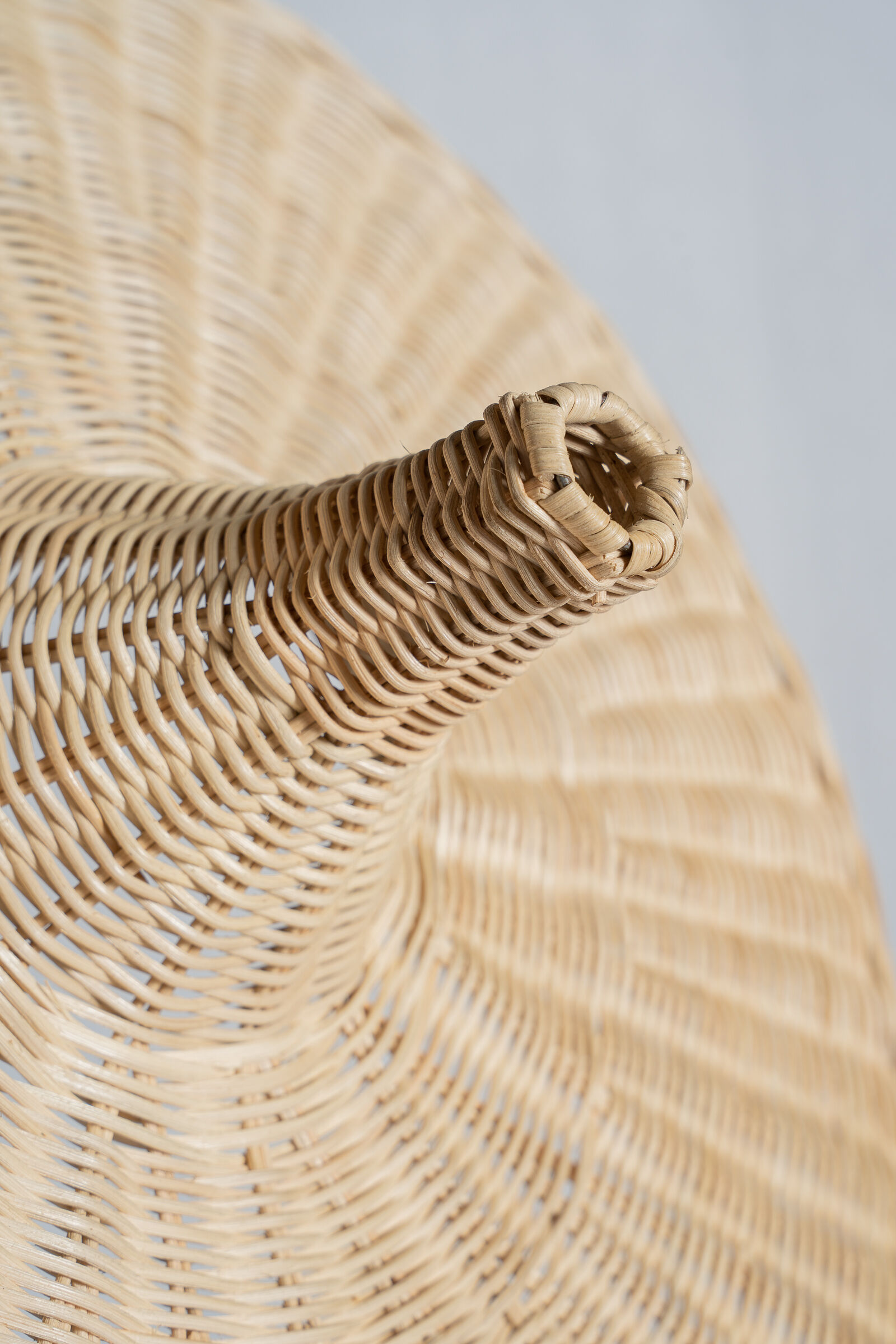 Large suspension, rattan luminaire in hat shape D:80cm