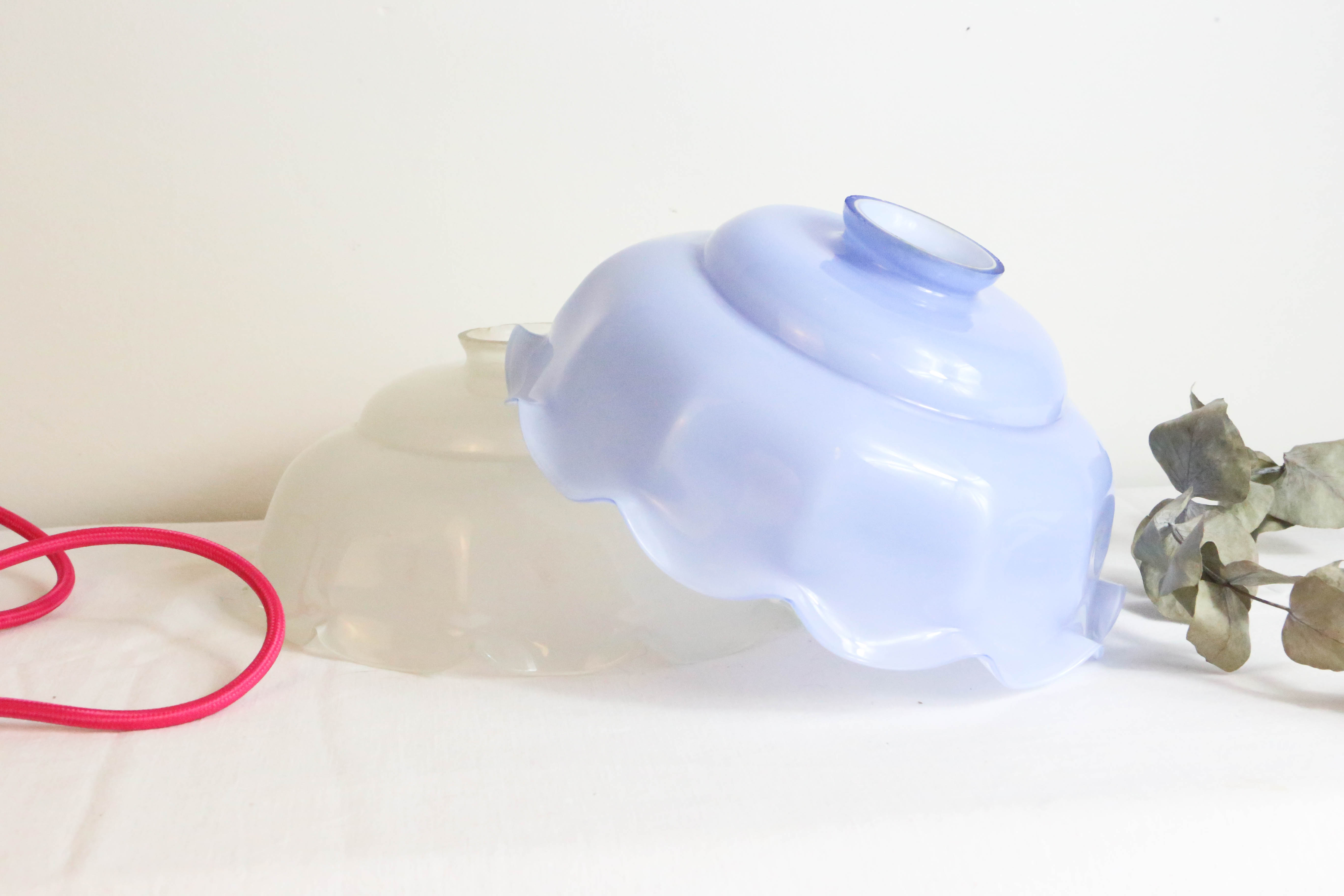 Blue glass pendant lamp, vintage