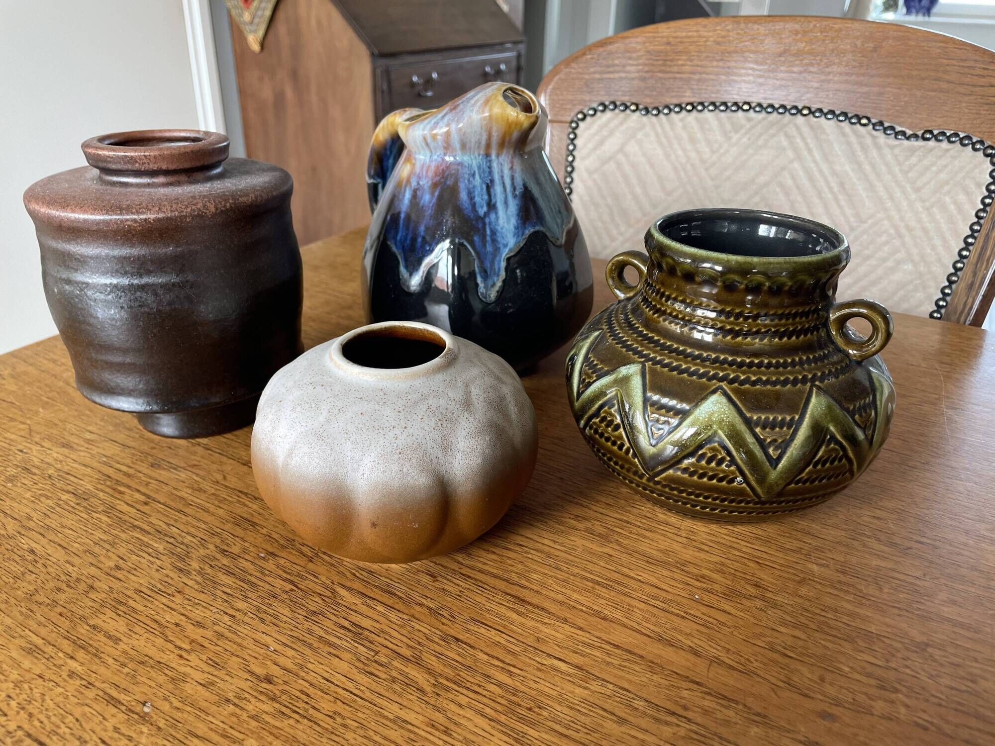 Set of 4 vintage French and German vases - Strehla, Vallauris, Steuler