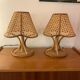 Paire de lampe vintage rotin et cannage