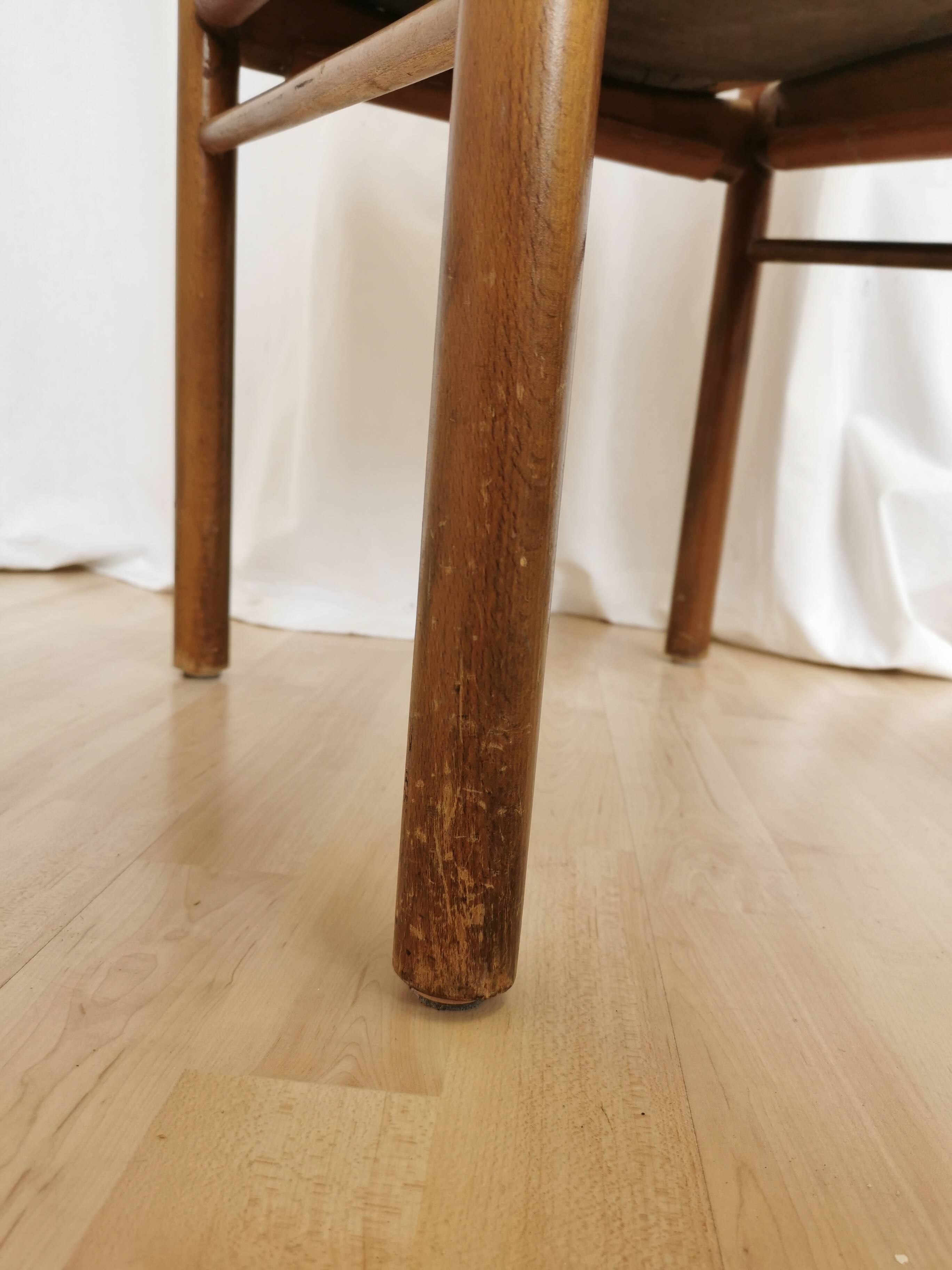 Vintage Janez Lajovic Leather Dining Chair: Mid-Century Modern 1980s