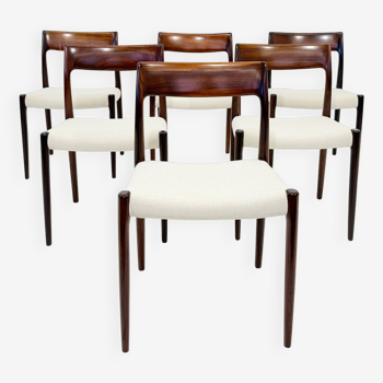 Danish Model 77 Rosewood Dining Chairs by Niels Otto Møller for J.L. Møllers, 1960s, Set of 6