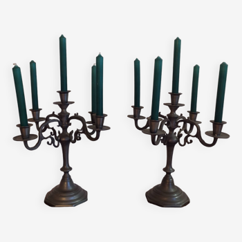 pair of 5 branch candlesticks