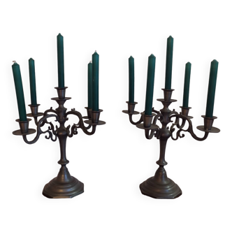 pair of 5 branch candlesticks