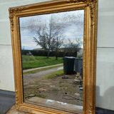 Wood mirror and golden Stuk