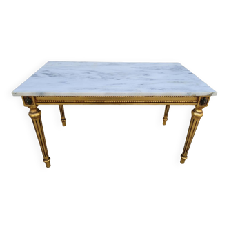 Louis xvi style coffee table in decorated marble and gilded wood