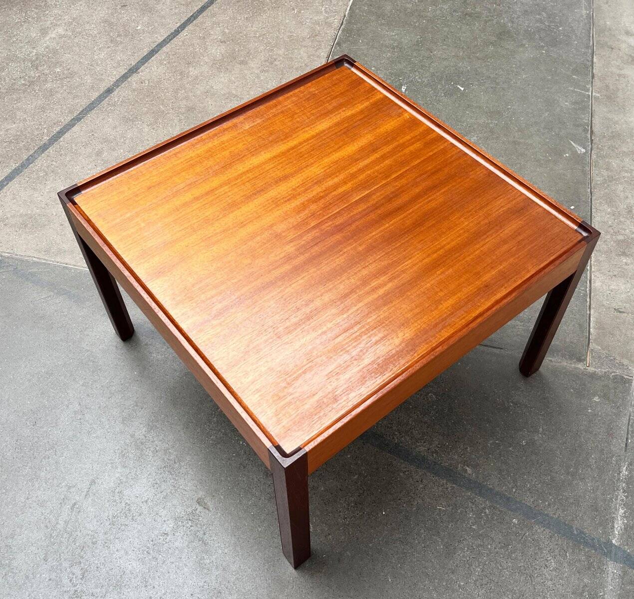 Mid-century teak and walnut side table, 1960s.