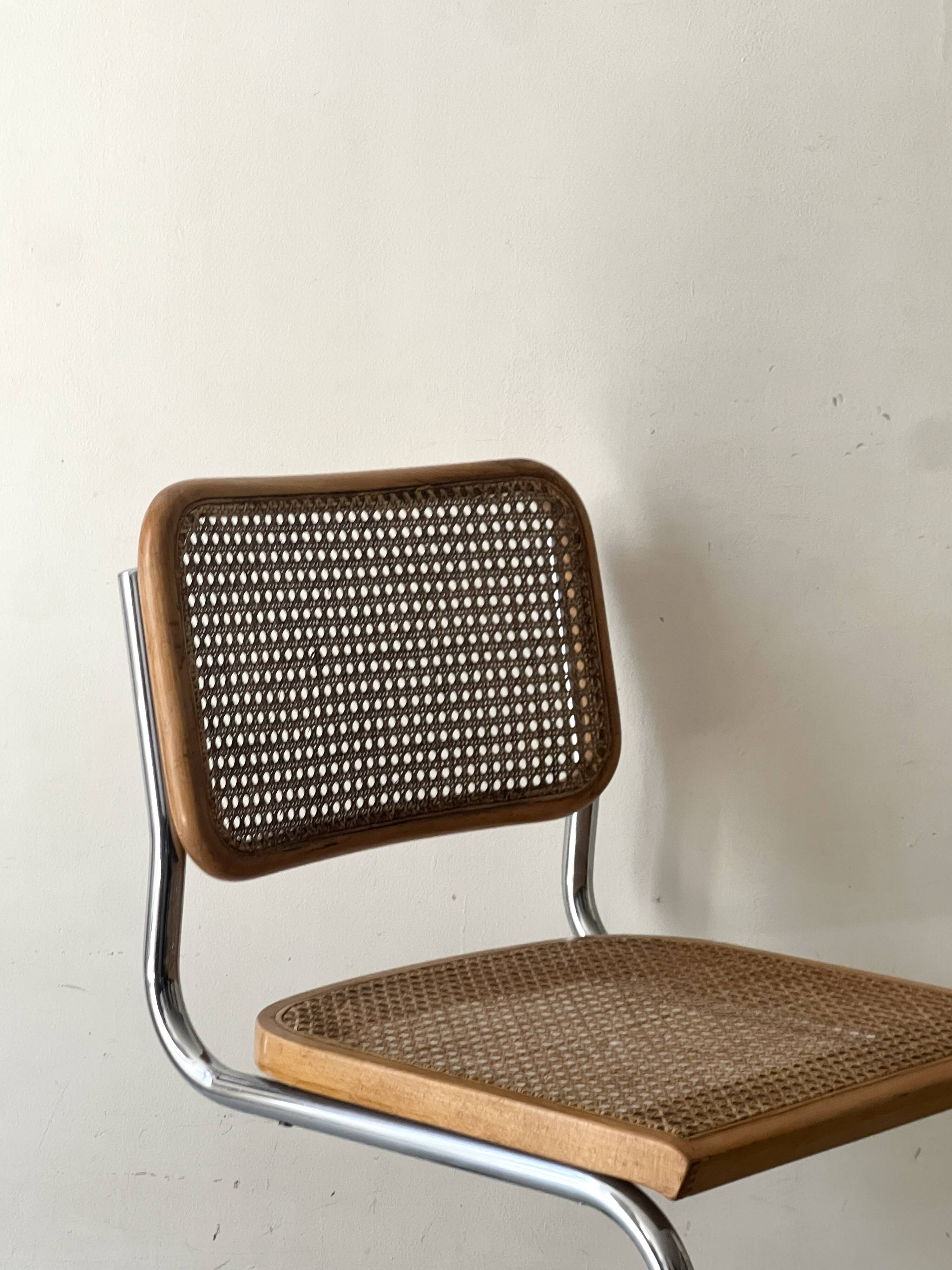 Cesca chair by Marcel Breuer in chrome and wood, 1970