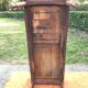 Antique cherry wood farm table with turned base with 2 drawers and 1 pull