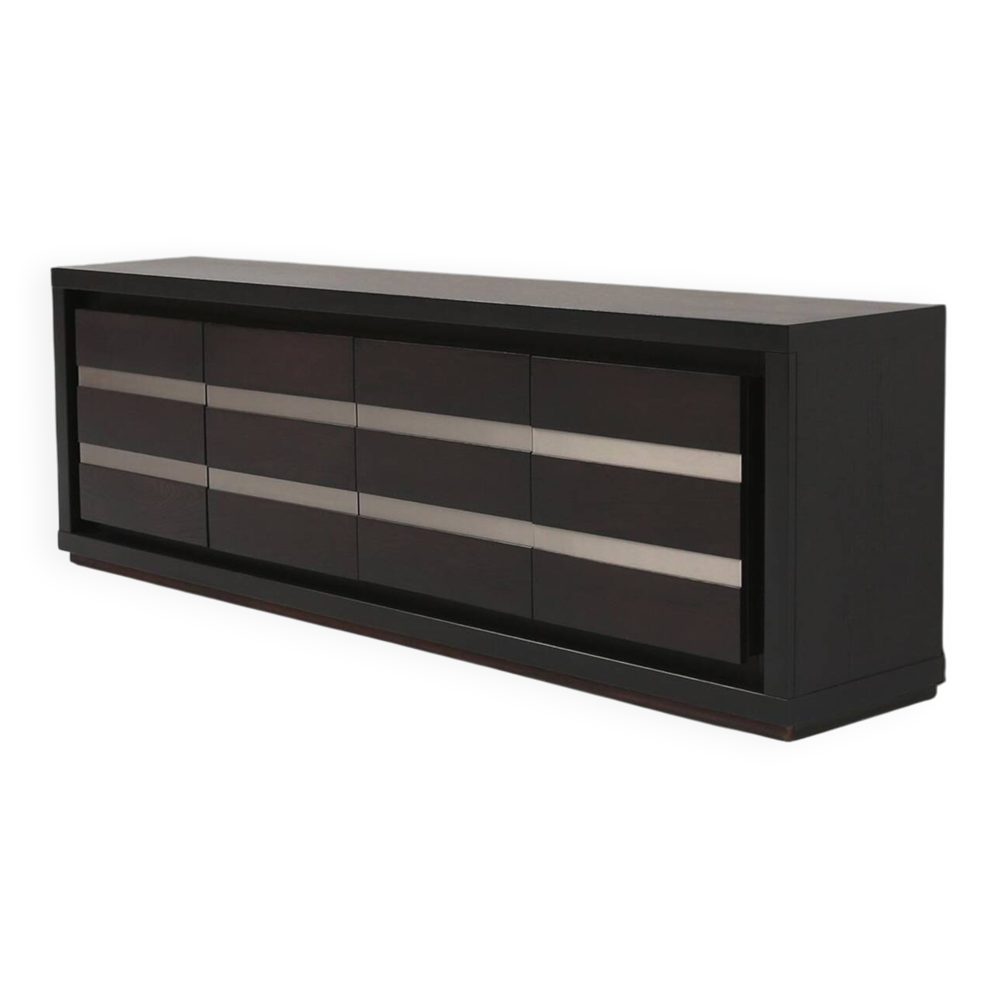 Brutalist Mid-century Belgian Black Oak Sideboard, Belgium 1970s