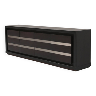 Brutalist Mid-century Belgian Black Oak Sideboard, Belgium 1970s
