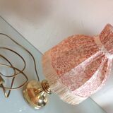 Brass bedside lamp and pink/vintage lampshade 60s-70s