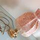 Brass bedside lamp and pink/vintage lampshade 60s-70s