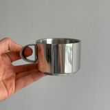 set de 4 tasses à café inox empilables avec soucoupes