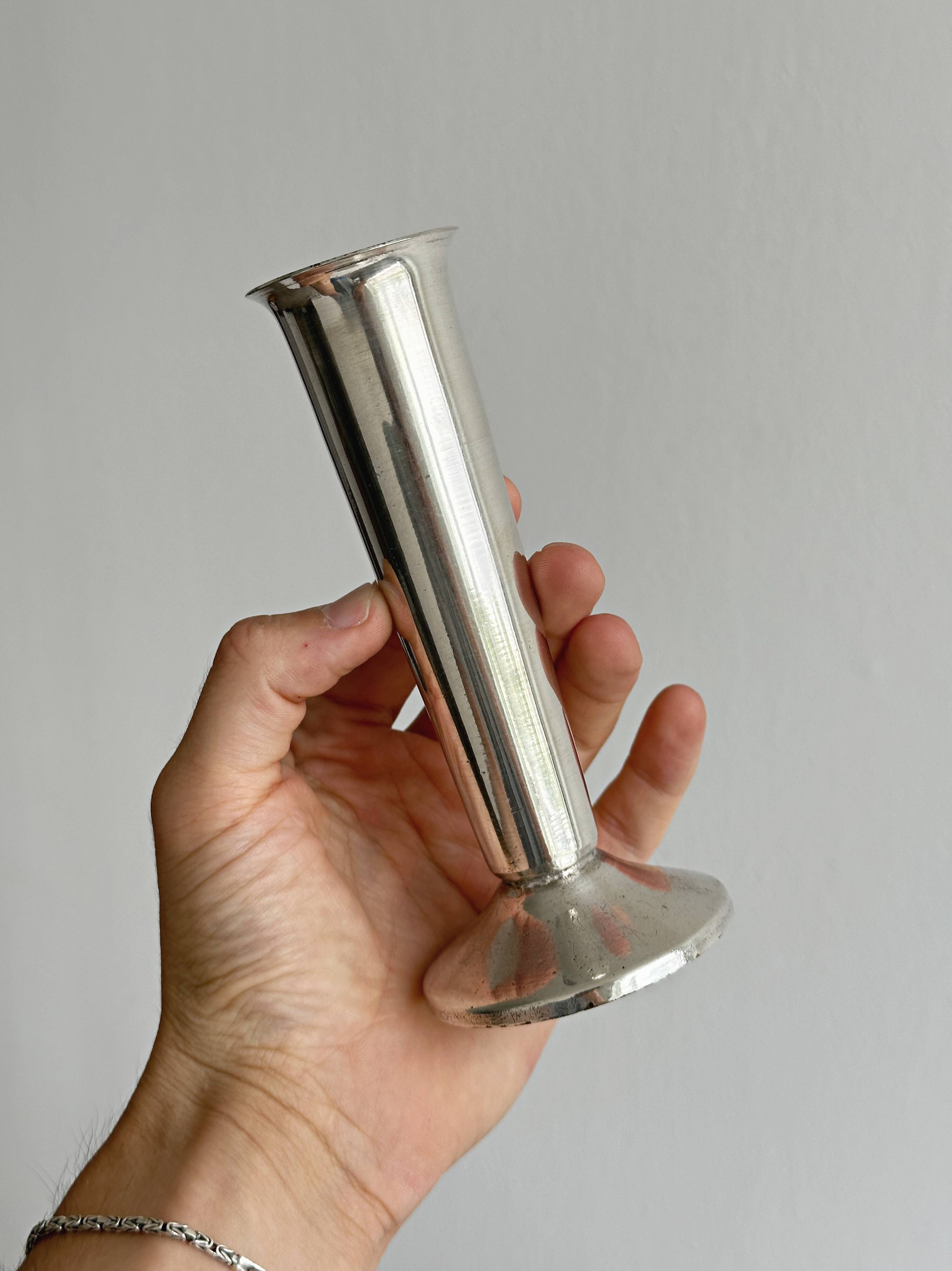 Pair of silver-plated flower vases