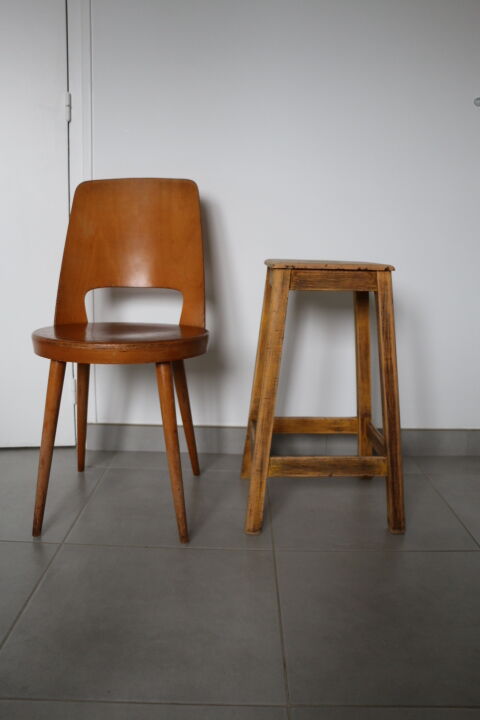 Raw oak stool 600mm