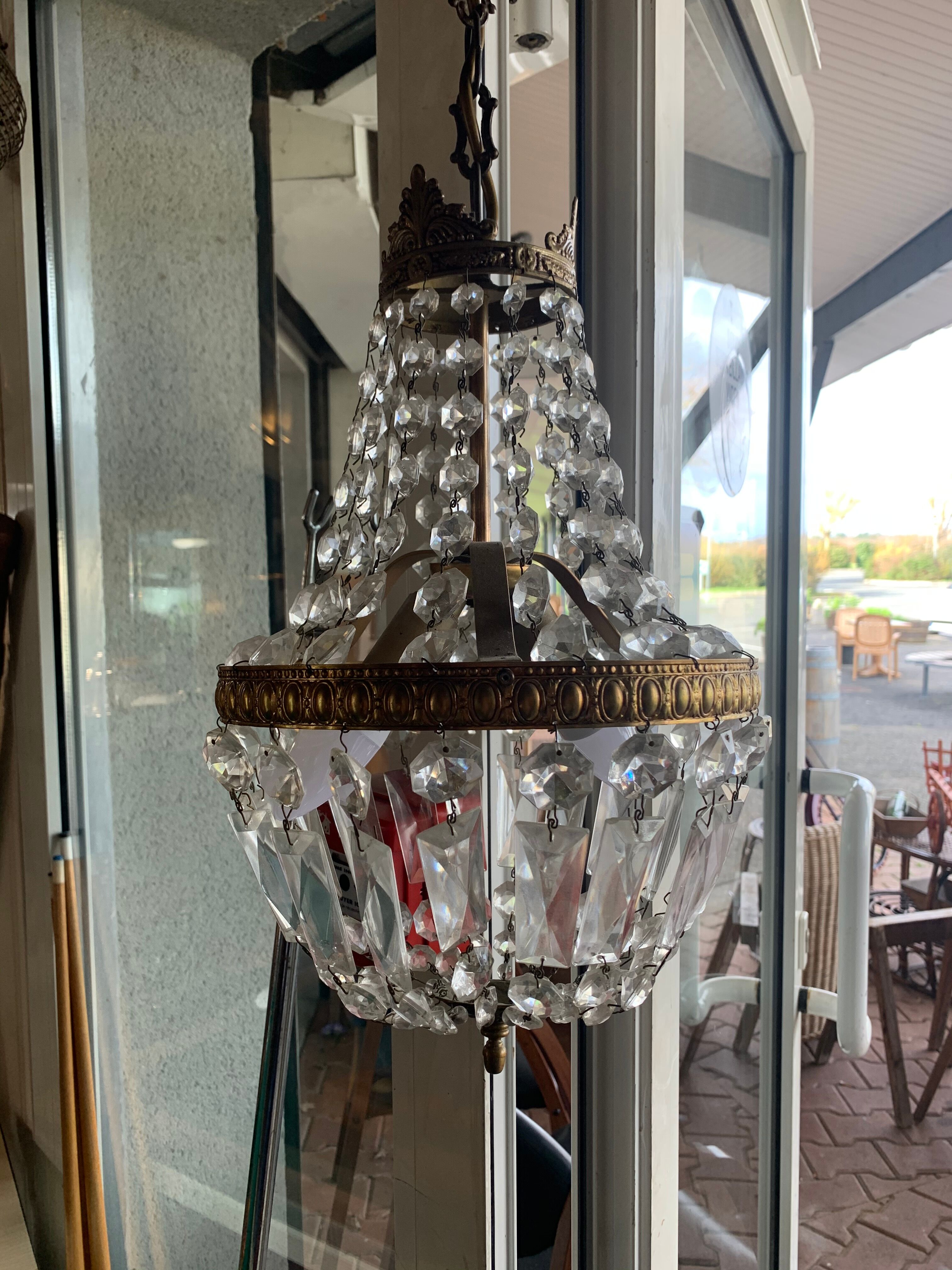 Lustre mongolfière à pampilles