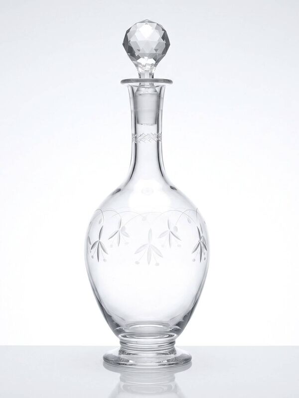 Carafe à décanter ancienne en cristal de Nancy gravé, circa 1920-1930