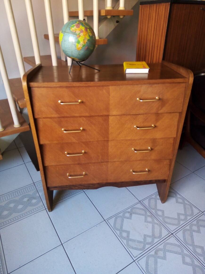 Commode vintage façade inclinée chêne