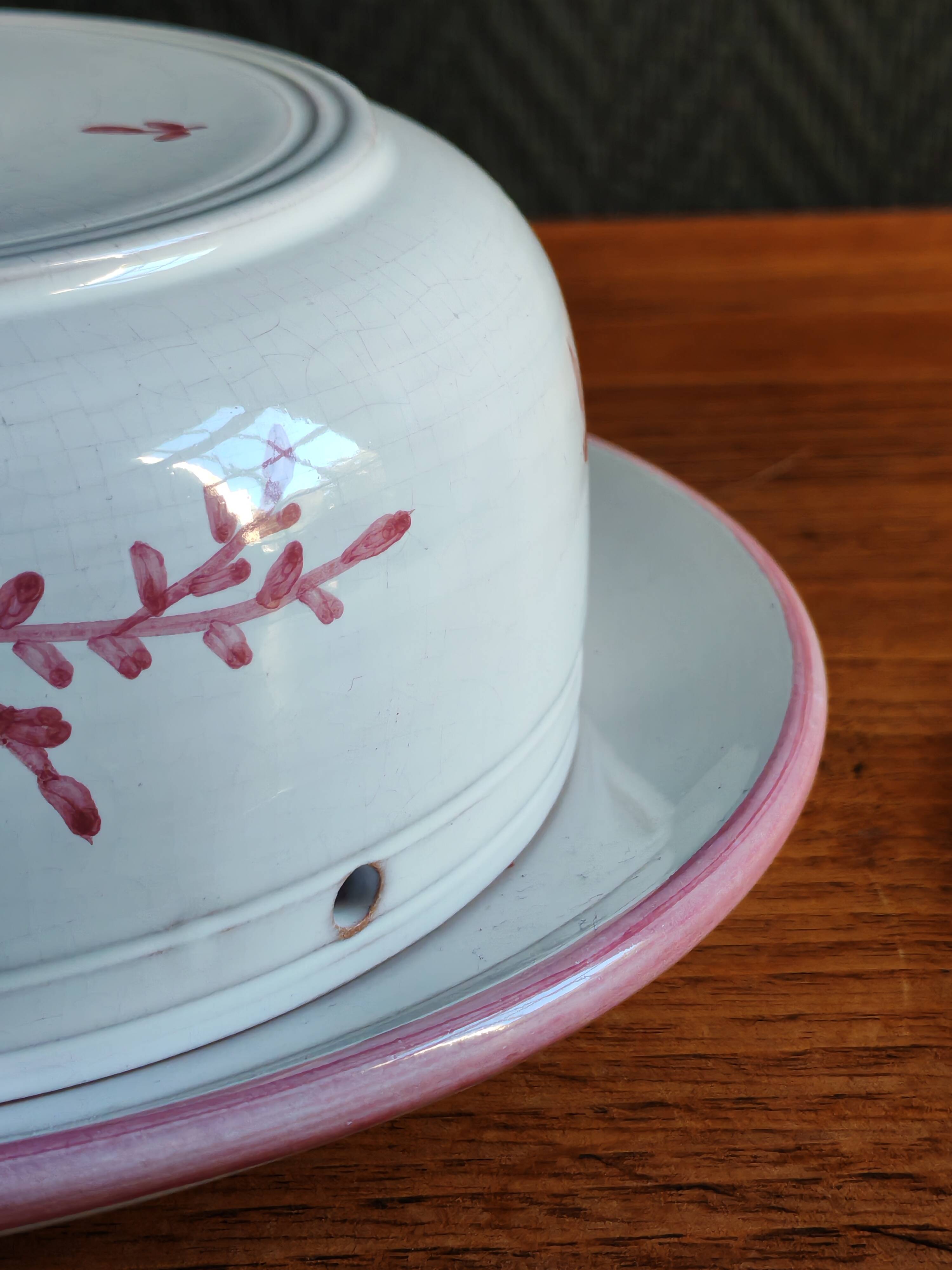 Vintage Ceramic Cheese Dome – Floral Branch Decor