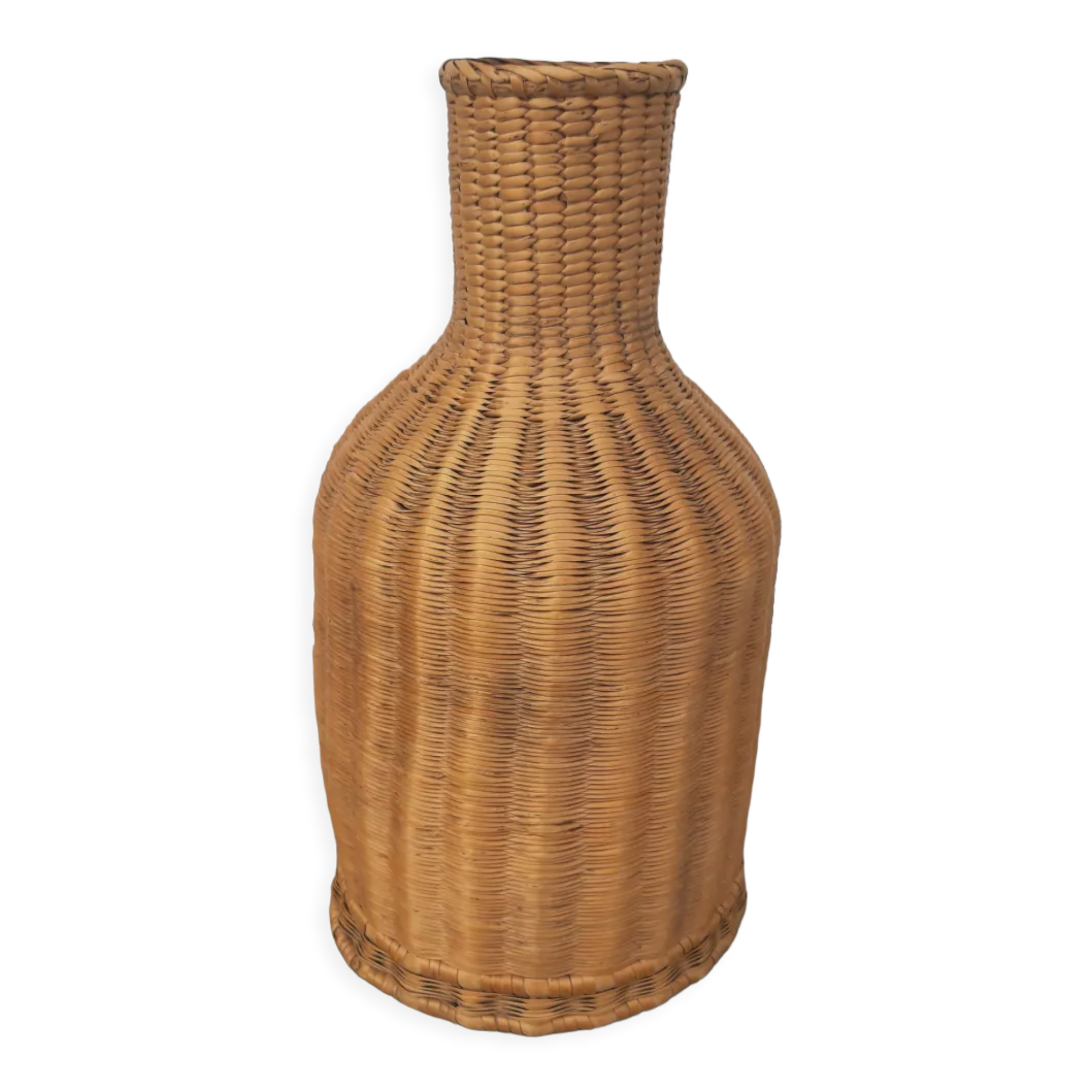 Vase bouteille vintage en osier