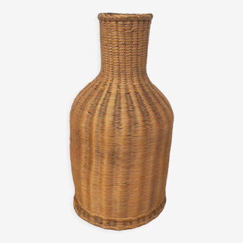 Vintage wicker bottle vase