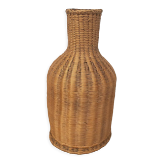Vintage wicker bottle vase