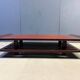 Two-tiered pagoda Wabi Sabi style coffee table in wood and bamboo, 1970s