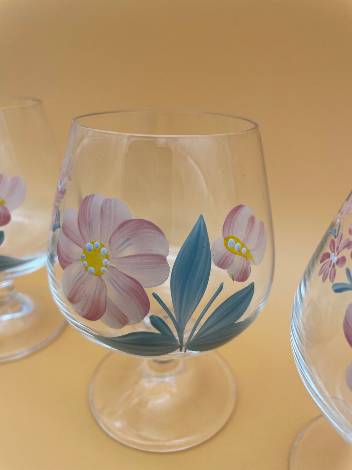 Hand-painted crystal flower balloon foot glasses