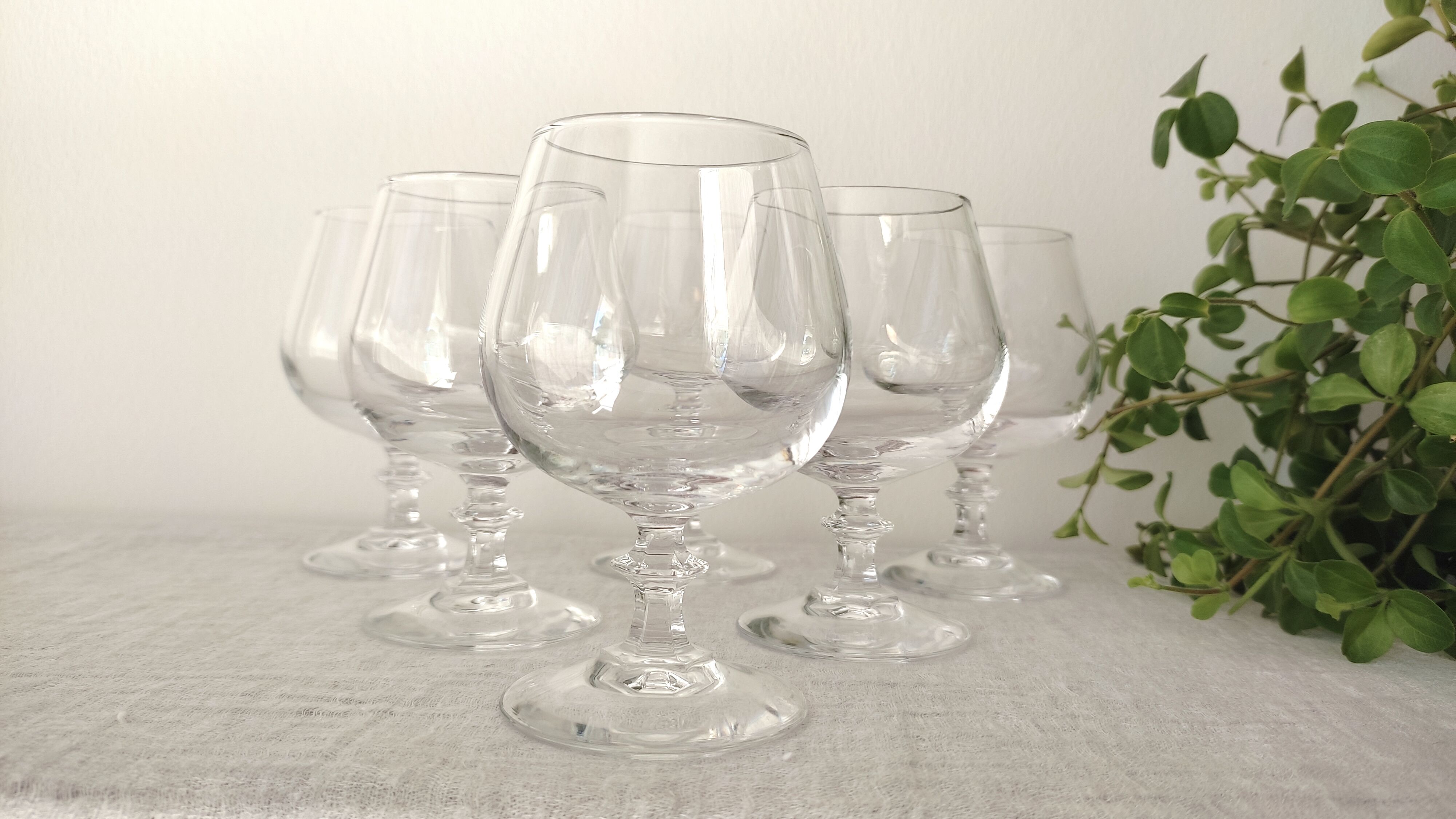 Cognac glasses in vintage arch crystal octagonal foot