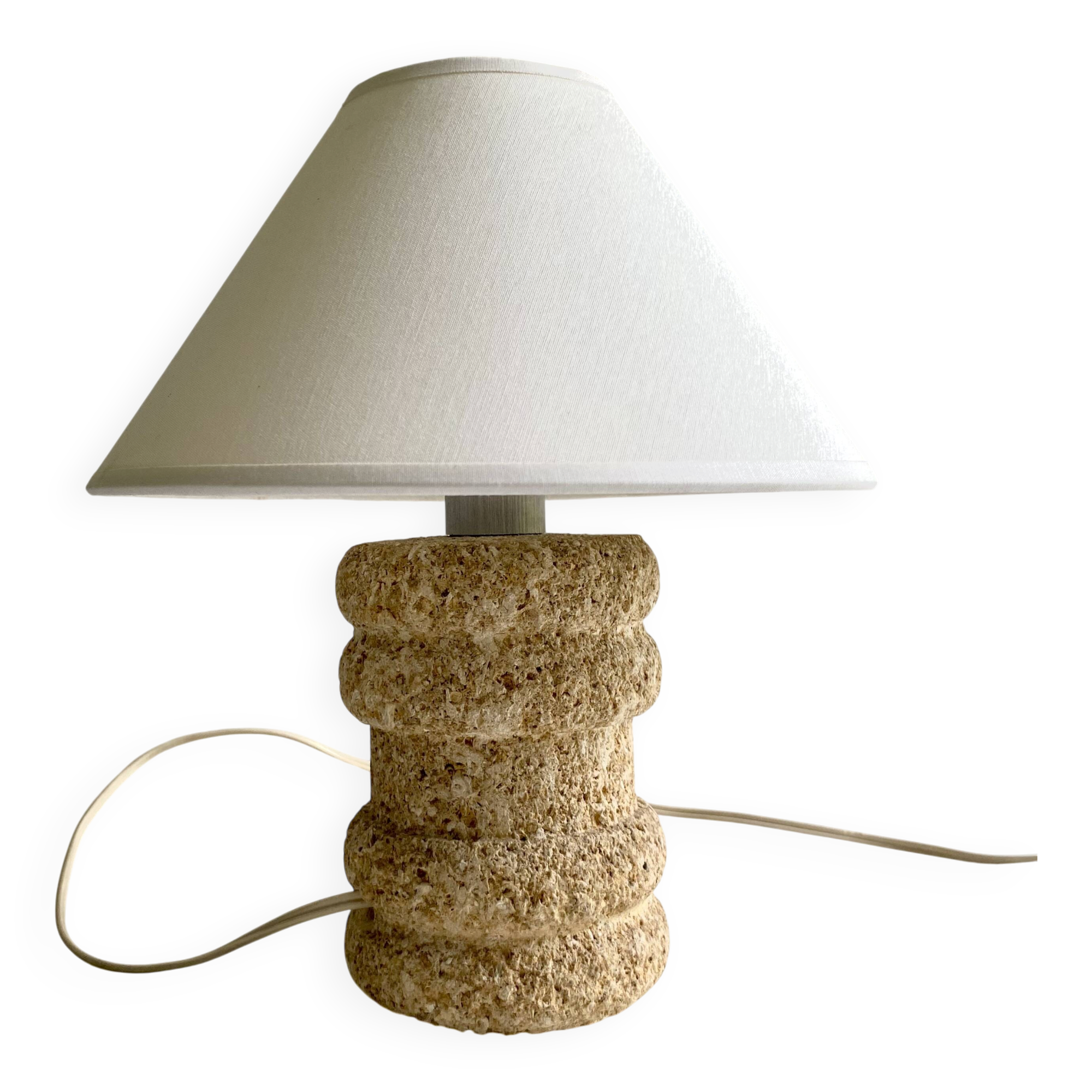 Lampe pierre annees 70 et l’abat-jour coton